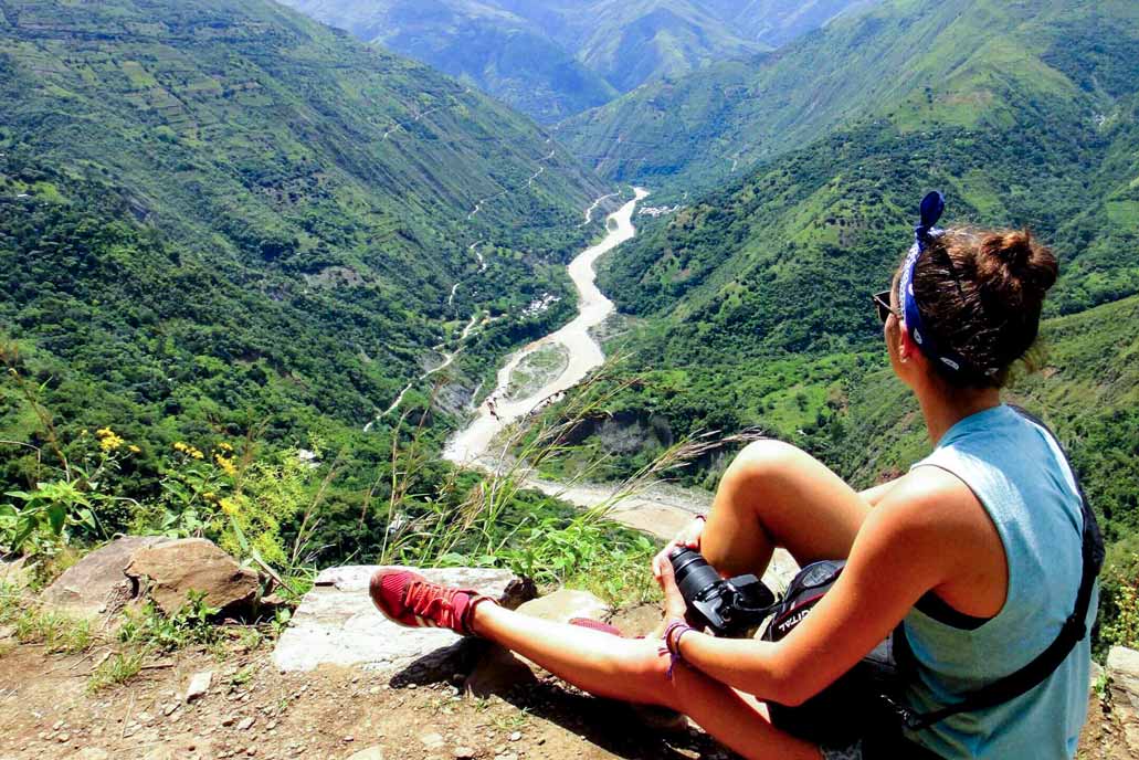 Tourist observing the landscape - Inca Jungle
