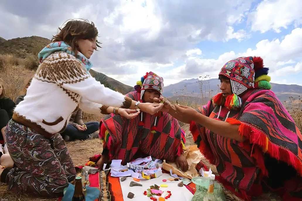 Tourist performing ancestral ceremony